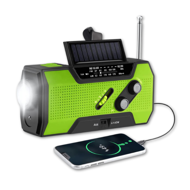 Emergency Radio with Solar Panel Hand Crank LED Flashlight and Power Bank