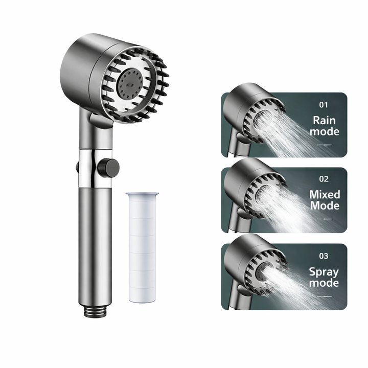 Filtered Water Shower Head with High Pressure Handheld Spray and Stop Button And Hose