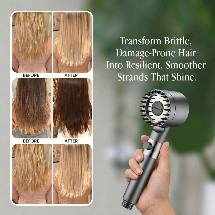 Filtered Water Shower Head with High Pressure Handheld Spray and Stop Button And Hose