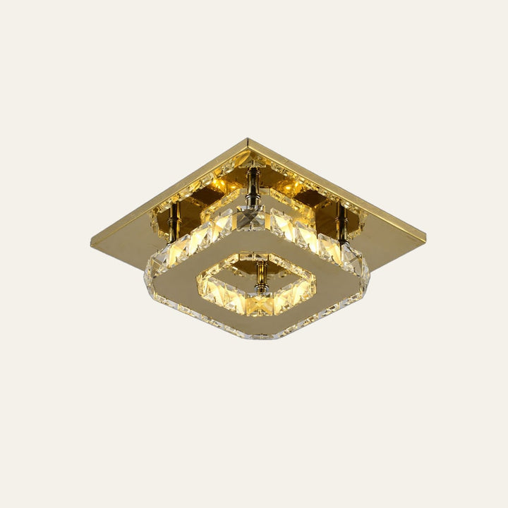 Flush Mount LED Ceiling Light with Crystal and Square Design for Bedroom Fixtures