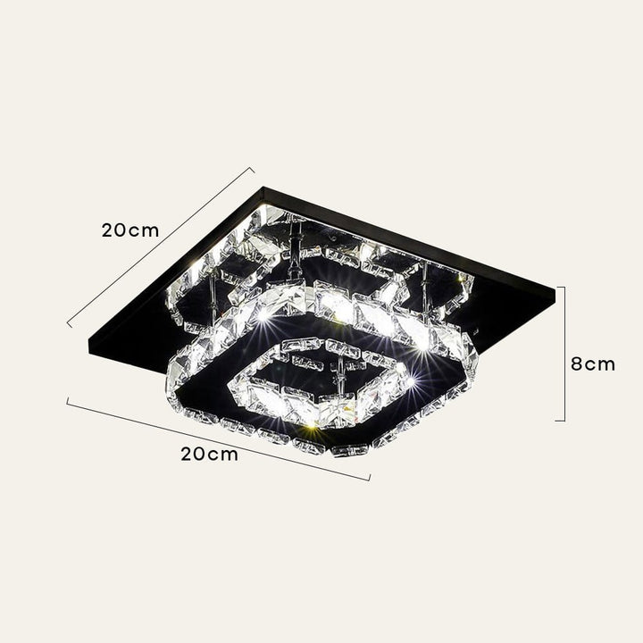 Flush Mount LED Ceiling Light with Crystal and Square Design for Bedroom Fixtures