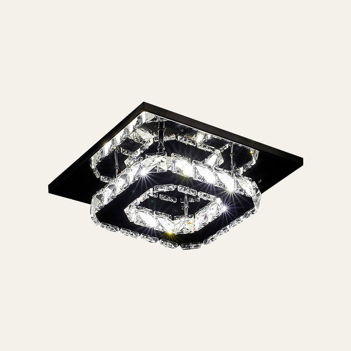 Flush Mount LED Ceiling Light with Crystal and Square Design for Bedroom Fixtures
