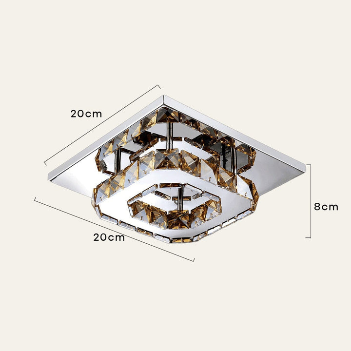 Flush Mount LED Ceiling Light with Crystal and Square Design for Bedroom Fixtures