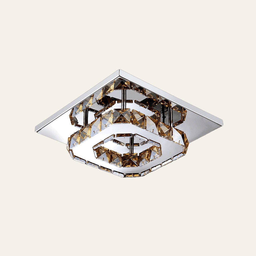 Flush Mount LED Ceiling Light with Crystal and Square Design for Bedroom Fixtures