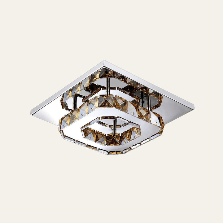 Flush Mount LED Ceiling Light with Crystal and Square Design for Bedroom Fixtures