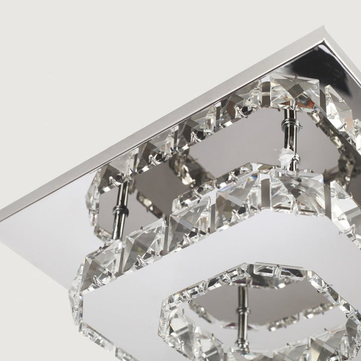 Flush Mount LED Ceiling Light with Crystal and Square Design for Bedroom Fixtures