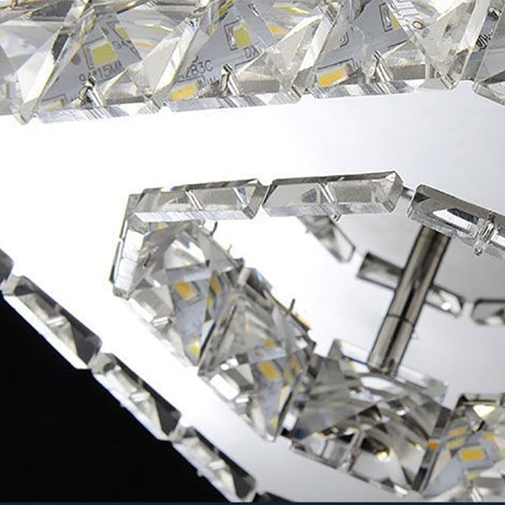 Flush Mount LED Ceiling Light with Crystal and Square Design for Bedroom Fixtures