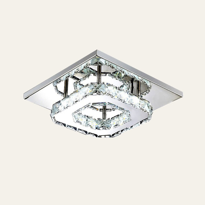 Flush Mount LED Ceiling Light with Crystal and Square Design for Bedroom Fixtures
