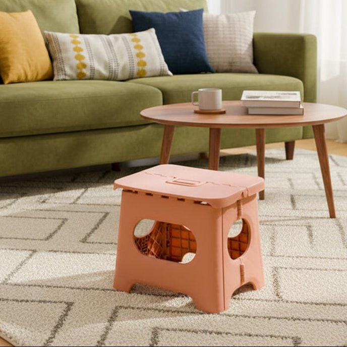 Folding Step Stool with Built-In Handle Lightweight Portable Plastic Design