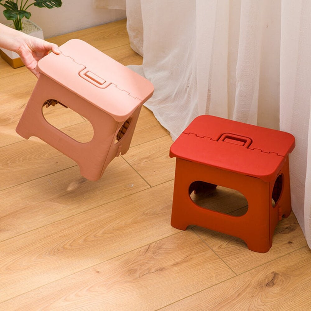 Folding Step Stool with Built-In Handle Lightweight Portable Plastic Design