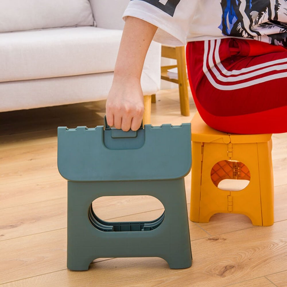 Folding Step Stool with Built-In Handle Lightweight Portable Plastic Design