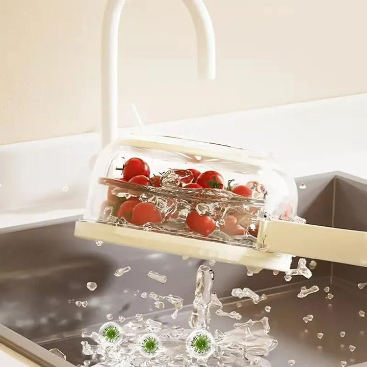 Food Storage Container with Removable Colander Ventilated Lid and Folding Handle for Produce