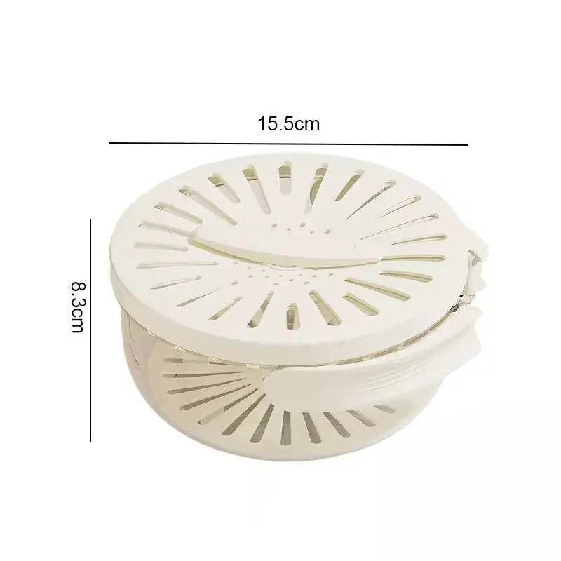 Food Storage Container with Removable Colander Ventilated Lid and Folding Handle for Produce