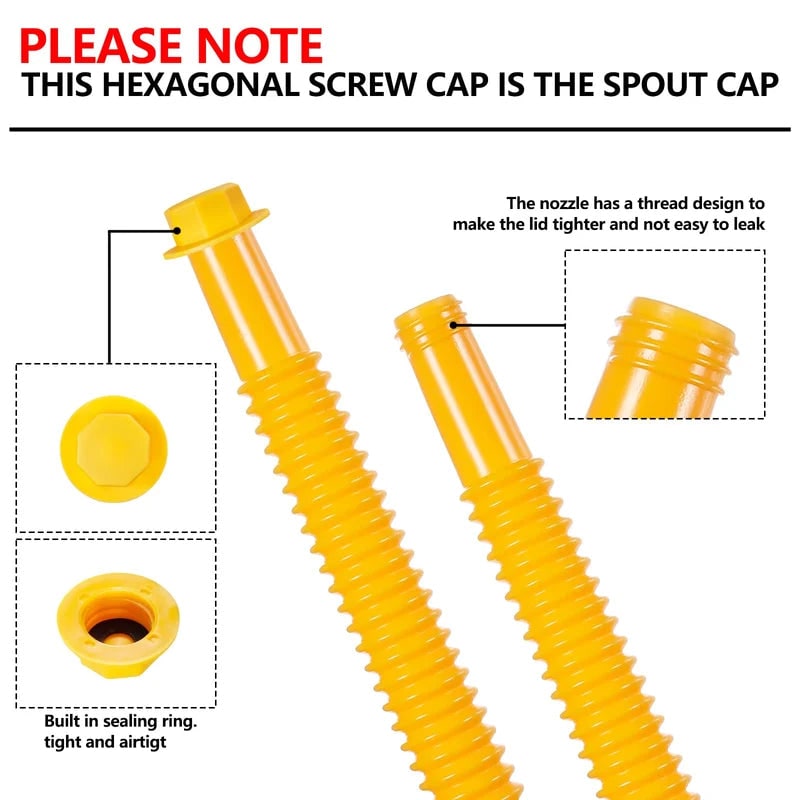 Gas Can Spout and Nozzle Replacement Kit with Flexible Design and Leak-Proof Gaskets