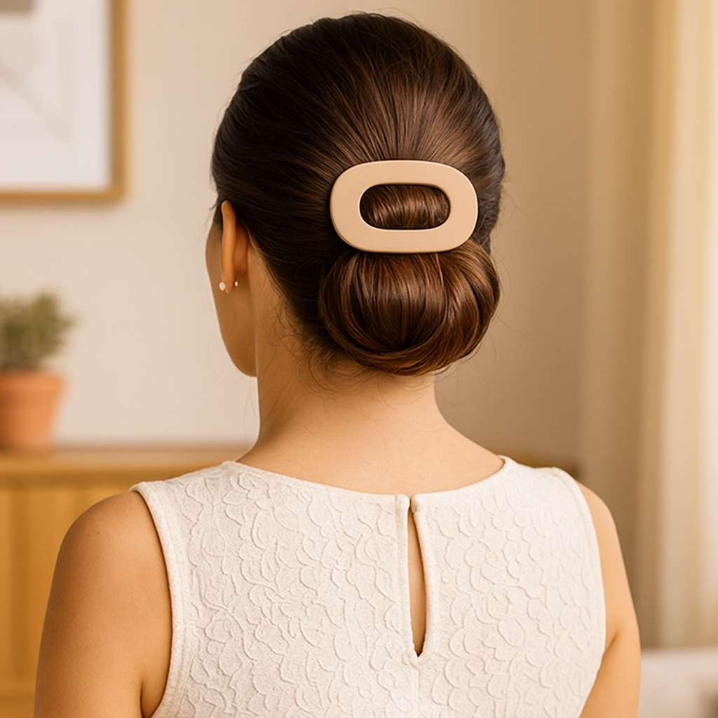 Hair Claw Clip with Flat Back and Oval Cutout for Buns and Half-Up Styling