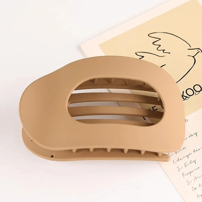 Hair Claw Clip with Flat Back and Oval Cutout for Buns and Half-Up Styling