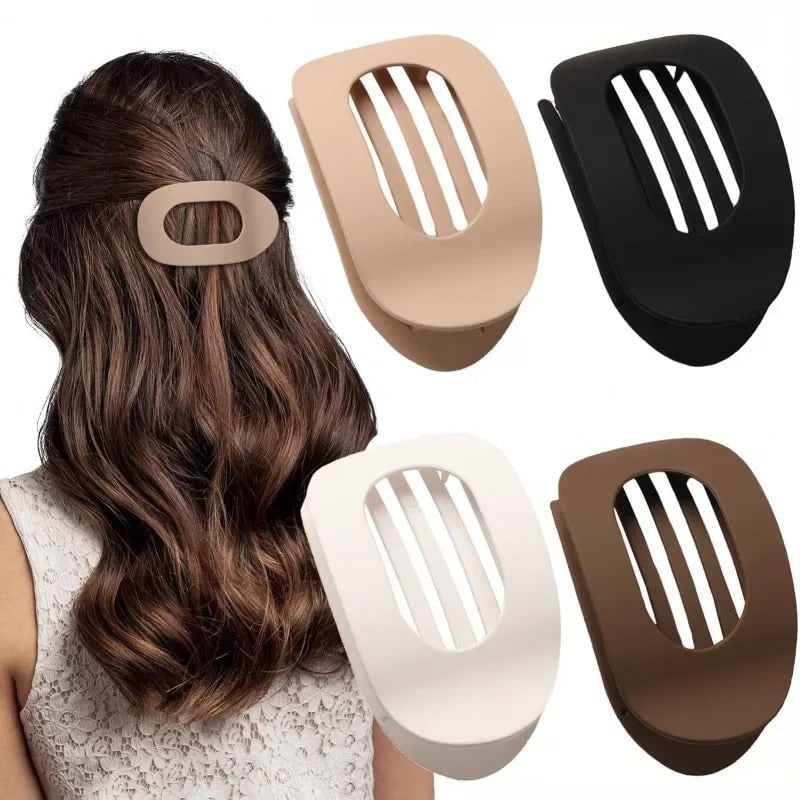 Hair Claw Clip with Flat Back and Oval Cutout for Buns and Half-Up Styling