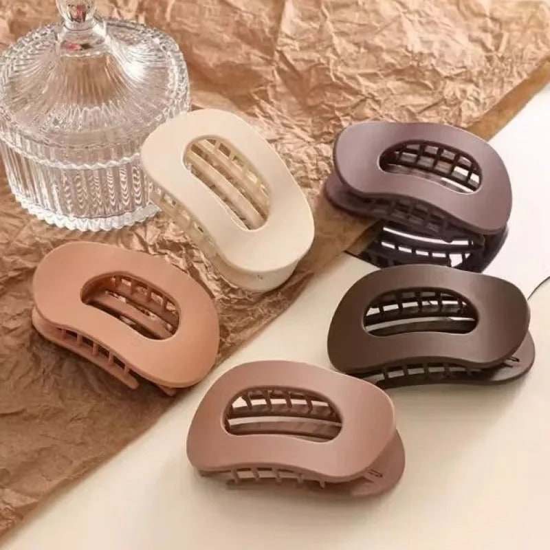 Hair Claw Clip with Flat Back and Oval Cutout for Buns and Half-Up Styling