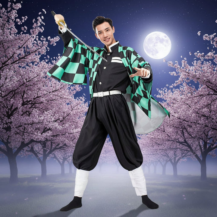 Halloween Anime Cosplay Costume and Outfits for Character Dress Up with Haori Jacket and Leg Wraps