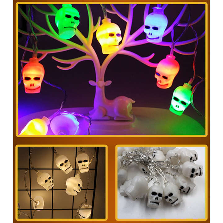 Halloween Outdoor String Lights LED Battery Operated with Pumpkin Ghost Bat Skull Eyeball Covers 10 Bulbs