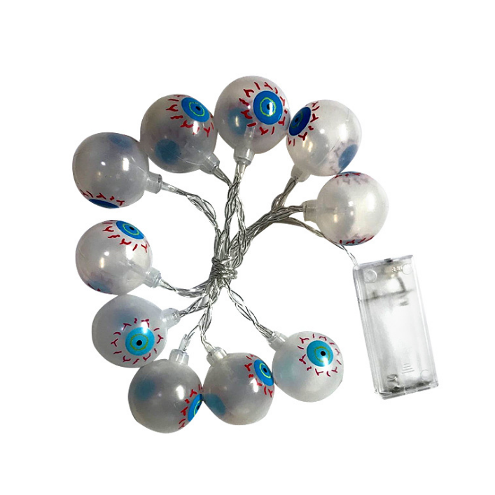 Halloween Outdoor String Lights LED Battery Operated with Pumpkin Ghost Bat Skull Eyeball Covers 10 Bulbs