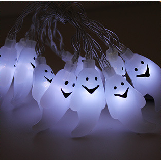 Halloween Outdoor String Lights LED Battery Operated with Pumpkin Ghost Bat Skull Eyeball Covers 10 Bulbs
