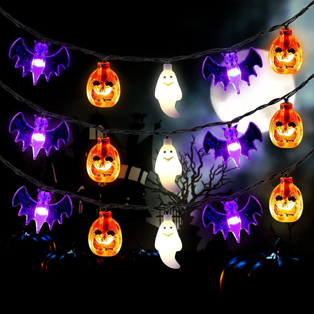 Halloween Outdoor String Lights with LED and Bat Figures Battery Operated for Patio Party Decoration