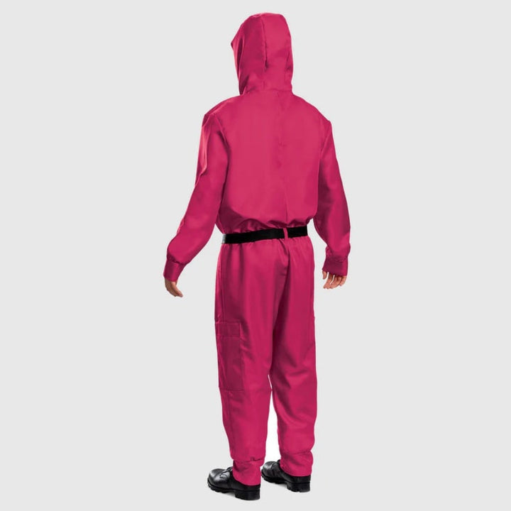 Halloween Pink Jumpsuit Costume with Mask and Belt for Party