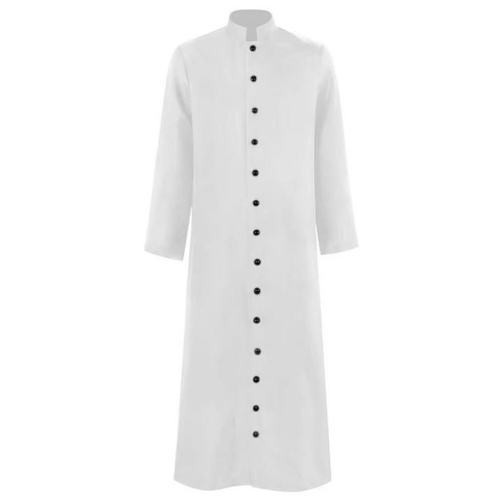 Halloween Priest Costume Cassock Robe with Button Front for Clergy Outfit