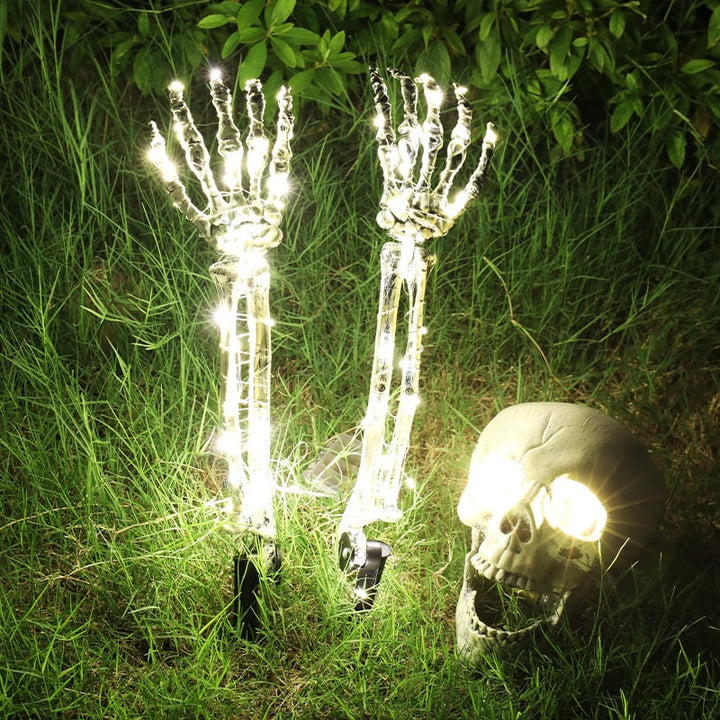 Halloween Yard Decorations Skeleton Sign with Stakes LED Light Up Outdoor Prop
