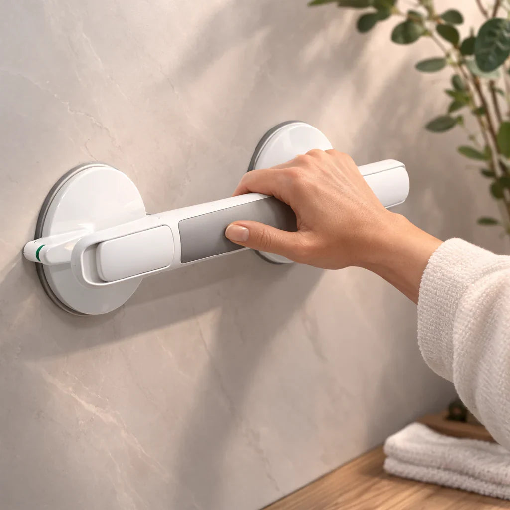 Support Handle for Shower, Bath or Toilet | Suction Grab Bar for the Elderly, No Drilling Required | SeniGrip