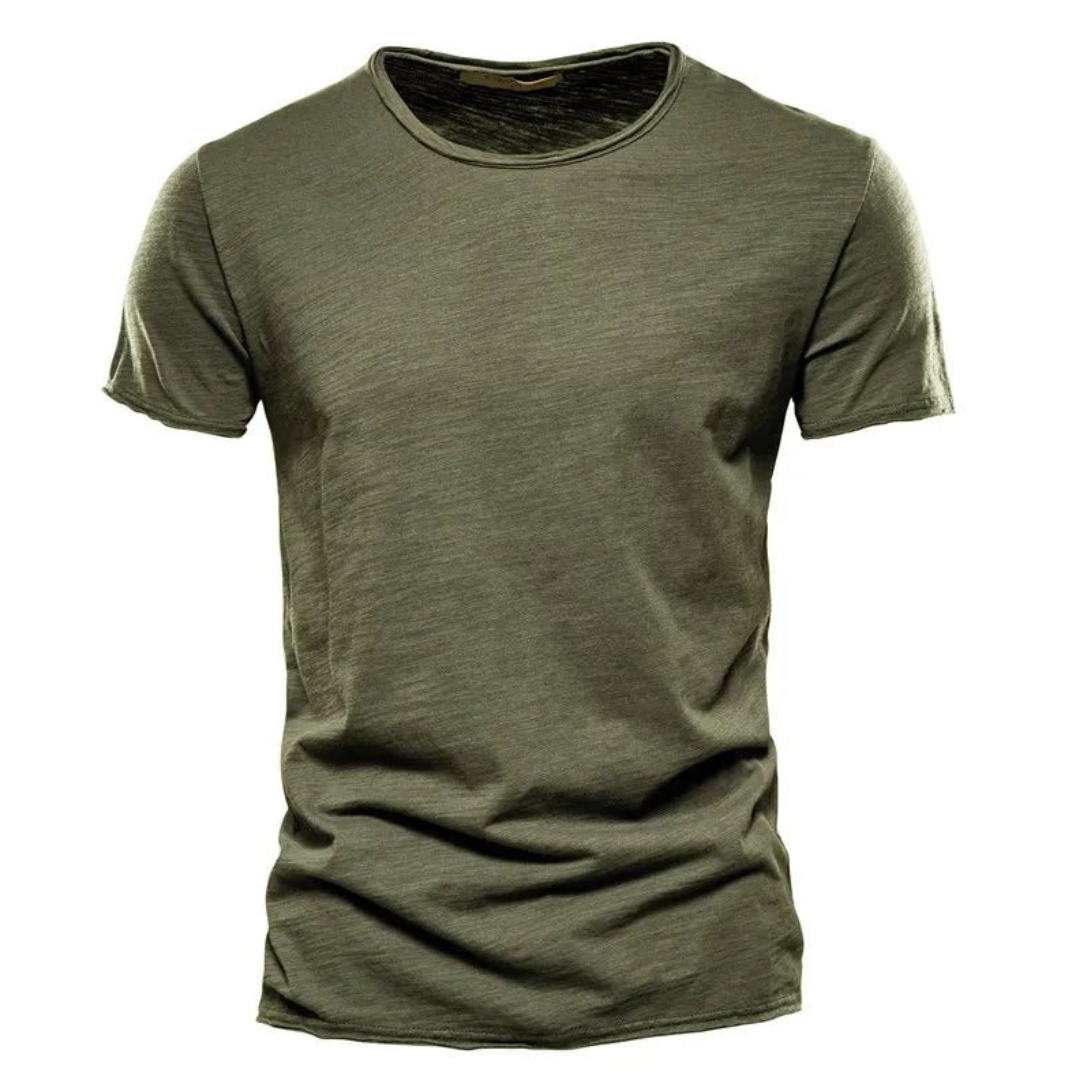 Men's Crew-Neck T-Shirt with Slub Yarn Texture