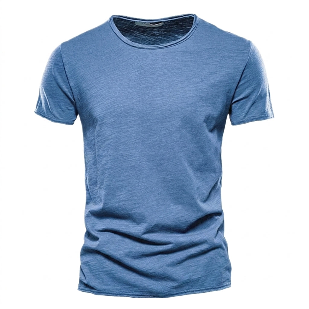 Men's Crew-Neck T-Shirt with Slub Yarn Texture