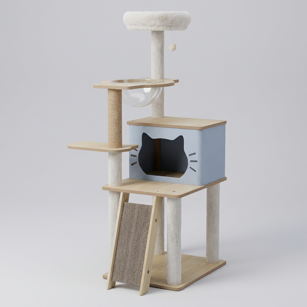 Wooden Multi-Level Cat Tree Tower