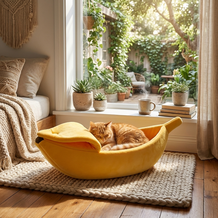 Cozy Banana Cat Bed – Playful Comfort for Happy Cats