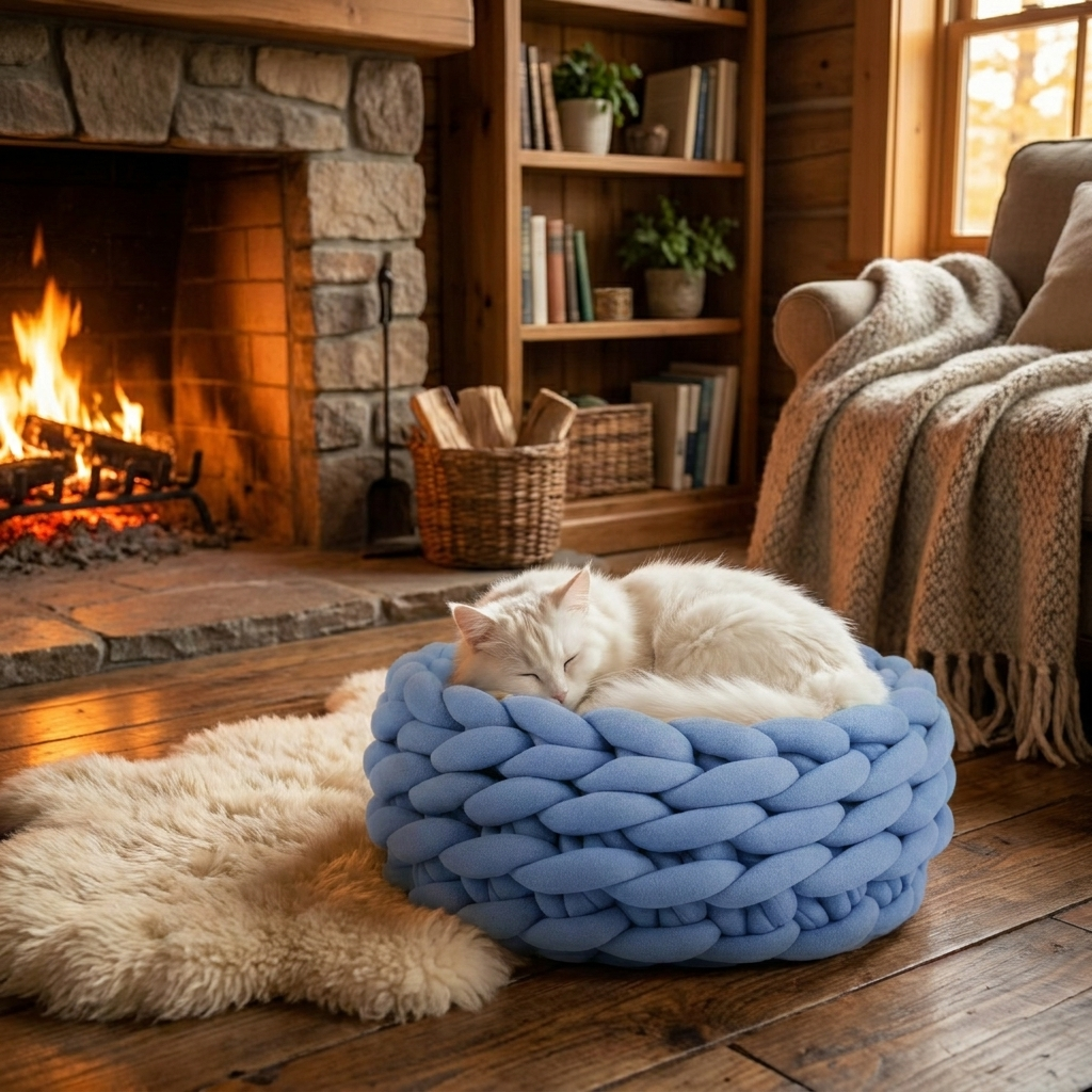 CozyWeave Rope Pet Bed – Breathable Comfort for Restful Sleep