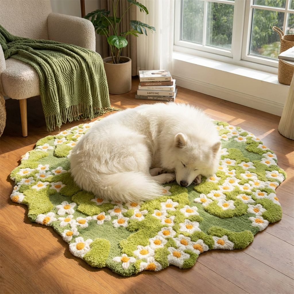 Wonderland Daisy Carpet  Nature-Inspired Pet Rug & Decorative Mat