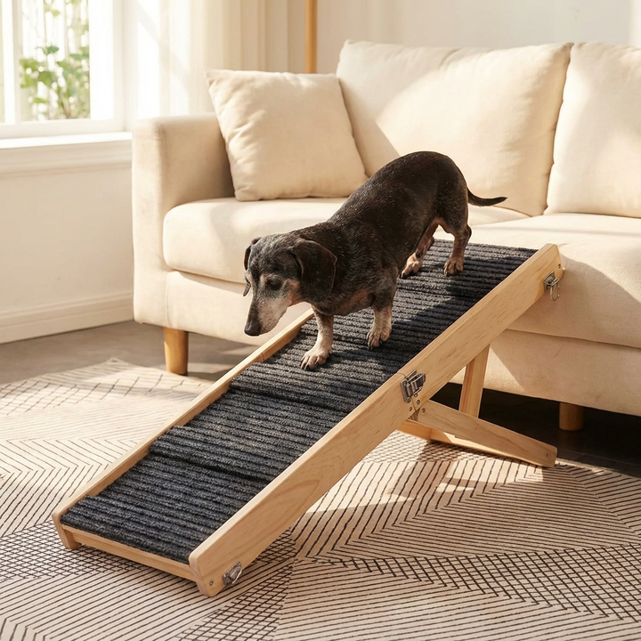 4-Level Adjustable Wooden Dog Ramp