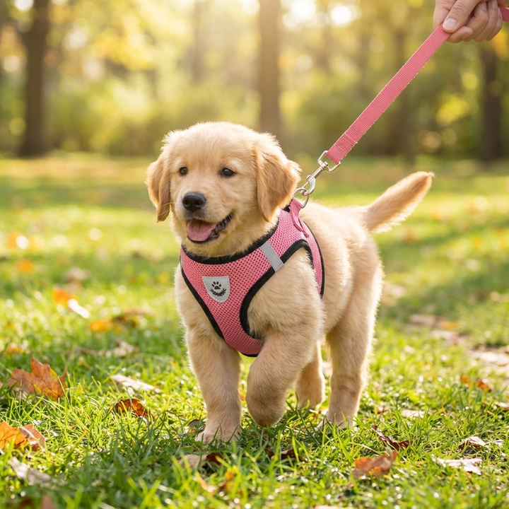 Breathable Mesh Puppy Harness Set