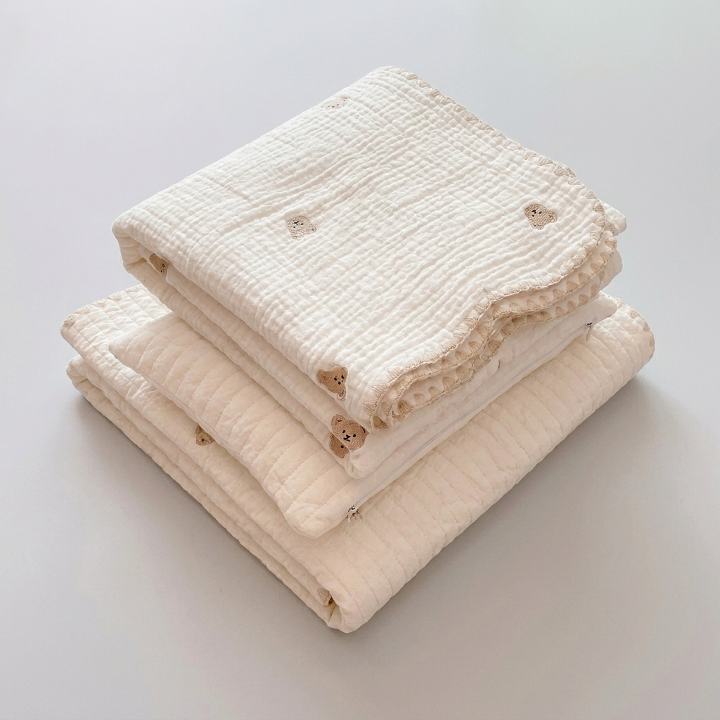Embroidered Cotton Pet Pillow Quilt Bed Set