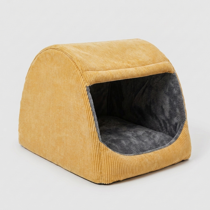 Warm Flannel Detachable Semi-Enclosed Large Dog Tent Bed