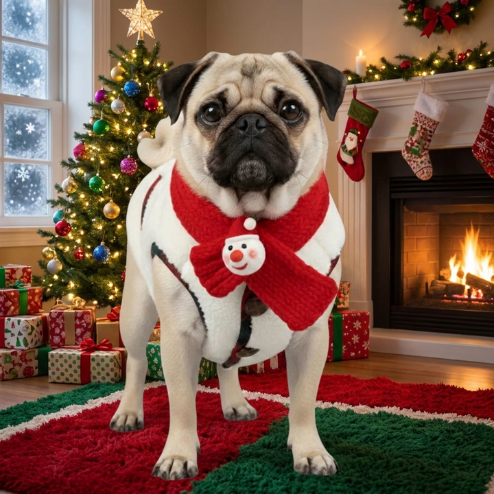 Plaid Winter Dog Jacket with Scarf