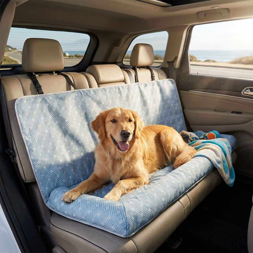 Cooling Travel Bolster Safety Back Seat Large Dog Car Seat Bed