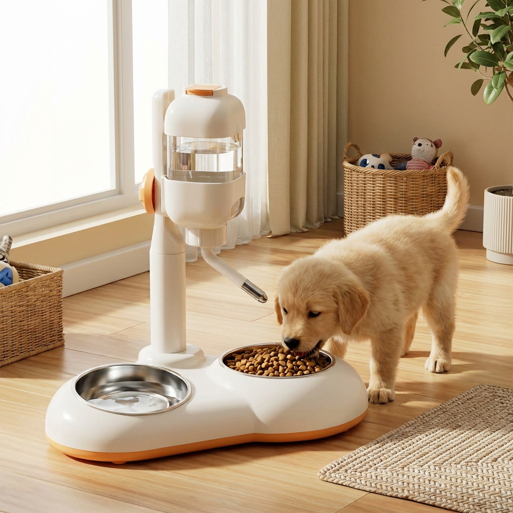 Pet Feeding Bowl Station Automatic Food & Water Dispenser