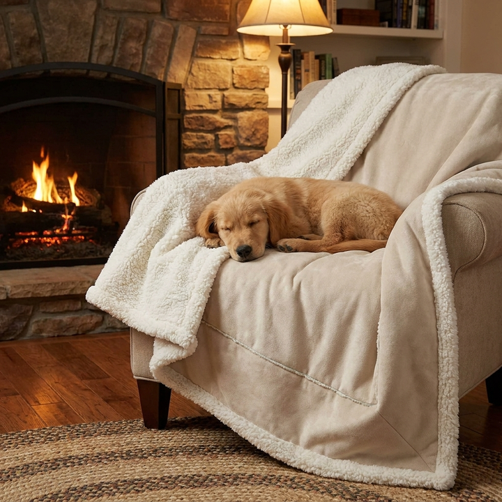 Waterproof Flannel Sherpa Fleece Thickened Dog Blanket