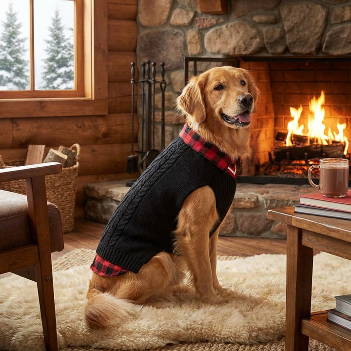 Perfect for Fall Winter Plaid Collar Dog Jumper Vest
