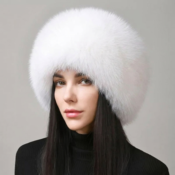 Faux‑Natural Fox Fur Winter Hat with Earmuffs