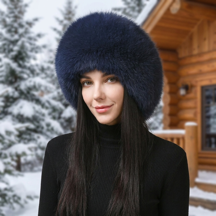 Faux‑Natural Fox Fur Winter Hat with Earmuffs