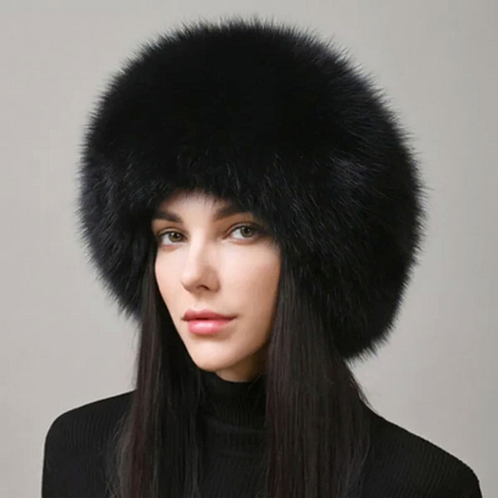 Faux‑Natural Fox Fur Winter Hat with Earmuffs