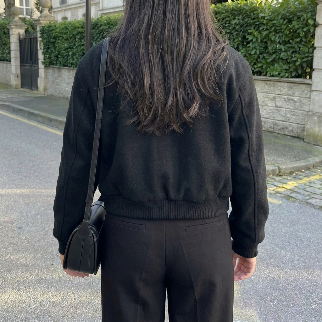 Cropped Button‑Front Bomber Jacket